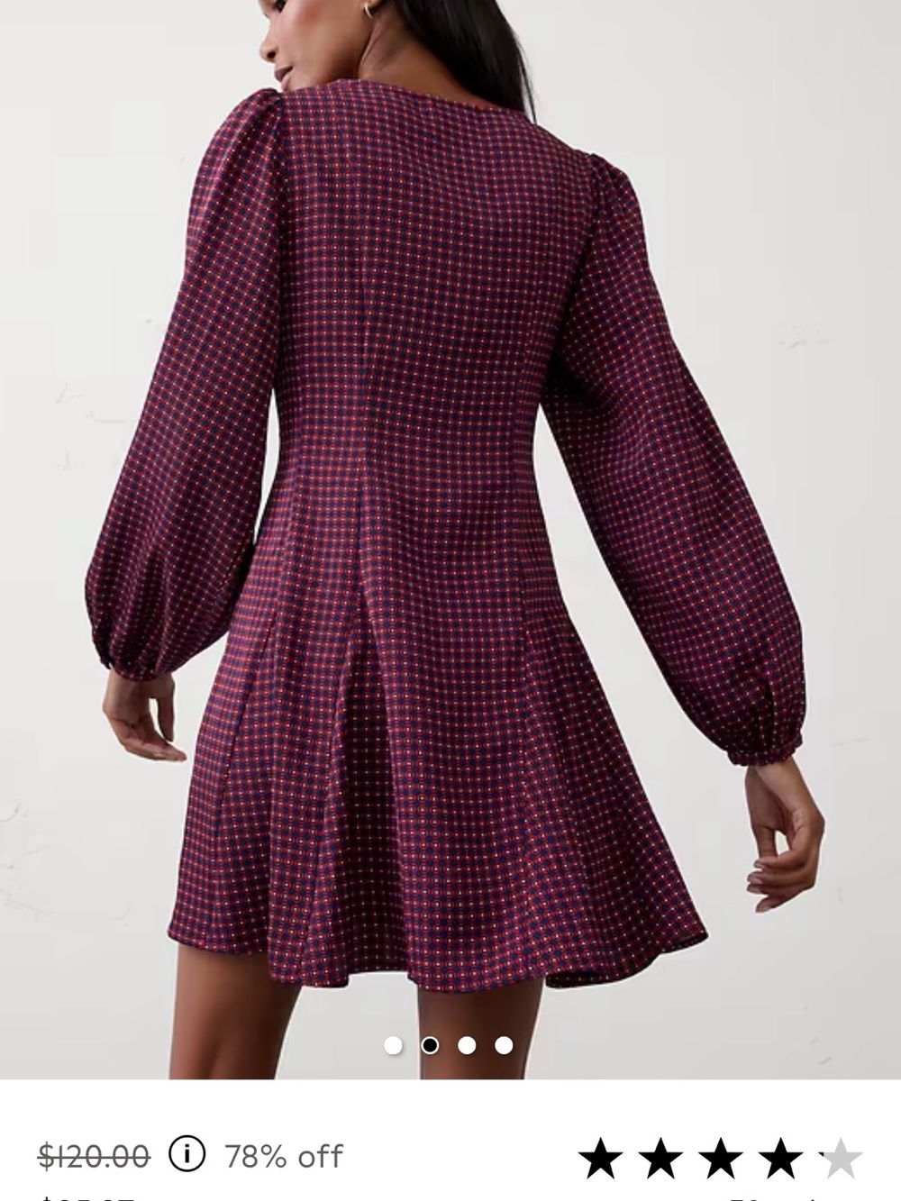 NWT Banana republic factory V-Neck Long Sleeve Mini Dress in Burgundy Geo Print - Picture 2 of 7